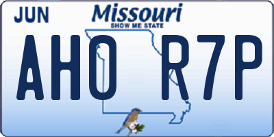 MO license plate AH0R7P