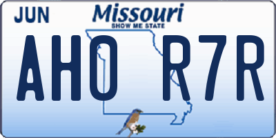 MO license plate AH0R7R