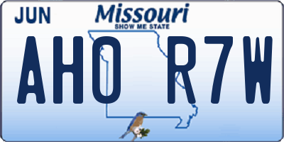 MO license plate AH0R7W