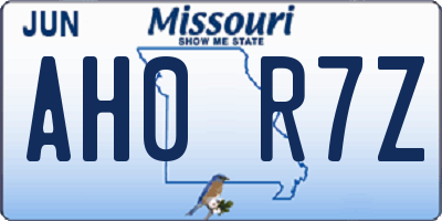 MO license plate AH0R7Z