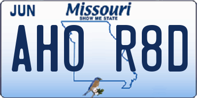 MO license plate AH0R8D