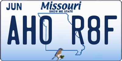 MO license plate AH0R8F