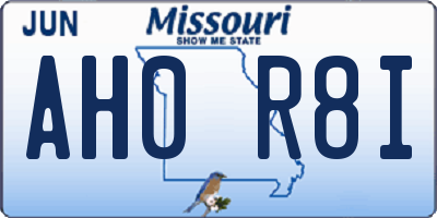 MO license plate AH0R8I