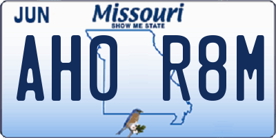 MO license plate AH0R8M