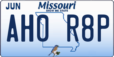 MO license plate AH0R8P