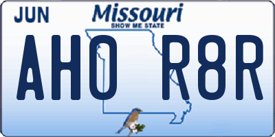 MO license plate AH0R8R