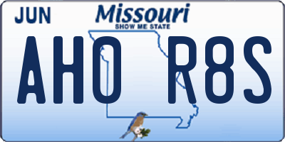 MO license plate AH0R8S