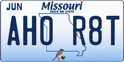 MO license plate AH0R8T