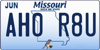 MO license plate AH0R8U