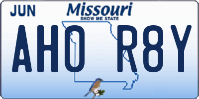 MO license plate AH0R8Y