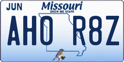 MO license plate AH0R8Z