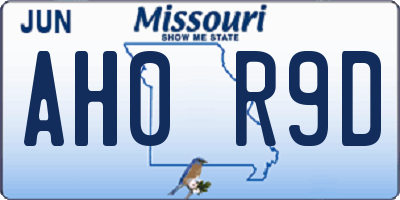 MO license plate AH0R9D