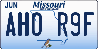 MO license plate AH0R9F