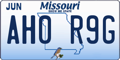 MO license plate AH0R9G