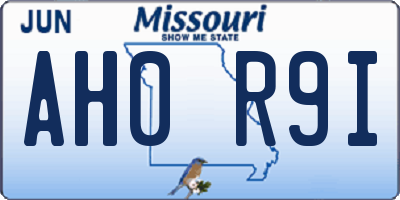 MO license plate AH0R9I