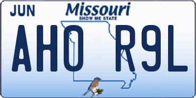 MO license plate AH0R9L