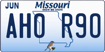 MO license plate AH0R9O