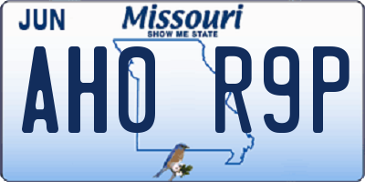 MO license plate AH0R9P