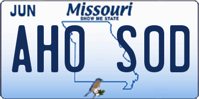 MO license plate AH0S0D