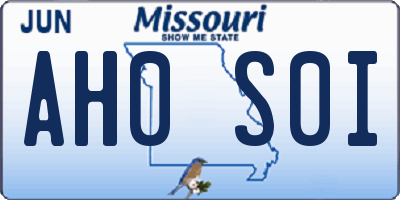 MO license plate AH0S0I