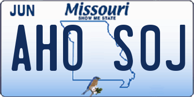 MO license plate AH0S0J