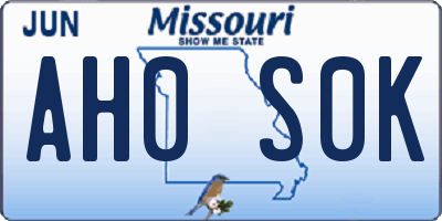 MO license plate AH0S0K