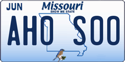 MO license plate AH0S0O