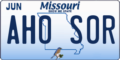 MO license plate AH0S0R