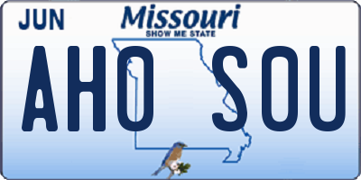 MO license plate AH0S0U