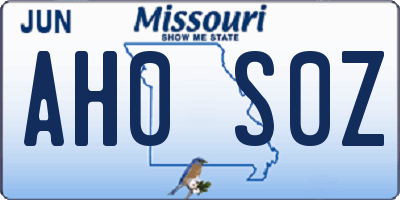 MO license plate AH0S0Z