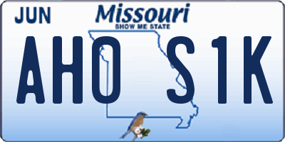 MO license plate AH0S1K