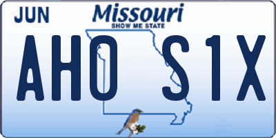 MO license plate AH0S1X