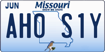 MO license plate AH0S1Y