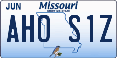 MO license plate AH0S1Z