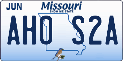 MO license plate AH0S2A