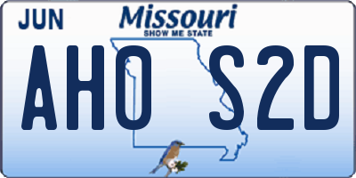 MO license plate AH0S2D