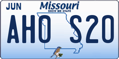 MO license plate AH0S2O
