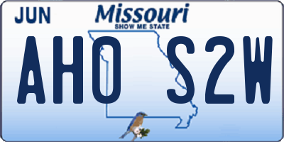 MO license plate AH0S2W