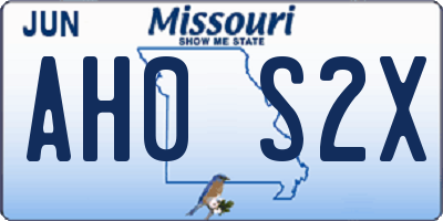 MO license plate AH0S2X