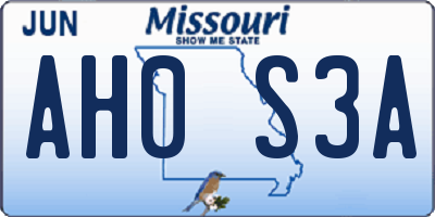 MO license plate AH0S3A