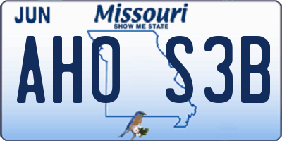 MO license plate AH0S3B