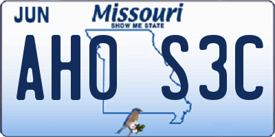 MO license plate AH0S3C