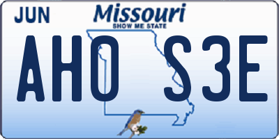MO license plate AH0S3E