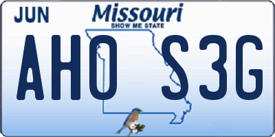 MO license plate AH0S3G