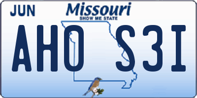 MO license plate AH0S3I