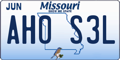 MO license plate AH0S3L