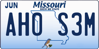 MO license plate AH0S3M