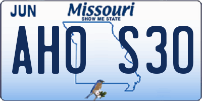 MO license plate AH0S3O