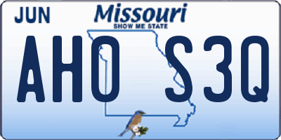 MO license plate AH0S3Q