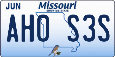 MO license plate AH0S3S
